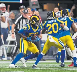  ??  ?? The Rams’ Cory Littleton rose from undrafted free agent to special-teams player to standout linebacker on the cusp of a huge contract.