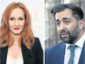  ?? ?? TWEET: Author JK Rowling suggested Humza Yousaf voted against an amendment to stop rapists being sent to women’s jails.