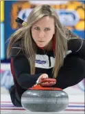  ?? The Canadian Press ?? Team Ontario skip Rachel Homan shoots against Team Manitoba at the Scotties Tournament of Hearts in Moose Jaw, Sask., on Feb. 23.