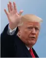  ?? Associated Press ?? ■ President Donald Trump waves Thursday as he boards Air Force One at Andrews Air Force Base, Md.
