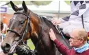  ?? Picture: Gold Circle ?? OFF THE MARK. Peter Muscutt with his first winner, Hugs Accepted.