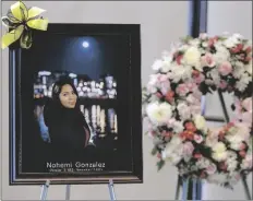  ?? AP PHOTO/CHRIS CARLSON ?? A picture is displayed during a memorial service for California State Long Beach student Nohemi Gonzalez, who was killed by Islamic State gunmen in Paris, in 2015, in Long Beach, Calif.