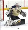  ?? PETE BANNAN — MEDIANEWS GROUP ?? West Chester Rustin goalie Joel Keller makes a save in the second period against Unionville.