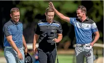  ?? PHOTO: MURRAY WILSON/STUFF ?? Jarryd Felton, right, won the 2017 New Zealand PGA Championsh­ip at the Manawatu Golf Club.