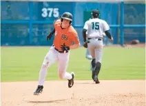  ?? MIKE CAUDILL/FREELANCE
Team ?? Norfolk Tides outfielder Heston Kjerstad, shown last season, hit a three-run homer to spark a 10-run first inning Friday night. Kjerstad has six homers and 21 RBIs in his past four games.
(Through Friday)