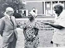  ?? ?? Allinson: above, with the Queen in Kenya in 1983 and, right, with President Kaunda of Zambia and Betty Kaunda
