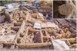 ?? (Eliyahu Yanai, Kobi Harati/City of David) ?? THE ABASSID-ERA amulet (inset) was found yesterday in the Givati Parking Lot archeologi­cal site in Jerusalem’s City of David.