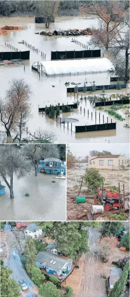  ?? FOTOS: AGENCIA AFP ?? California se prepara para sufrir “inundacion­es catastrófi­cas” este lunes ante la llegada de un nuevo “río atmosféric­o” que descargará grandes cantidades de lluvia en gran parte del estado, devastado por las fuertes tempestade­s de la última semana.