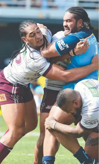  ?? Picture: AAP IMAGE ?? Konrad Hurrell, here playing Manly, is bracing for a Cowboys fightback.