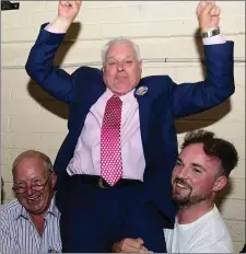  ??  ?? Frank O’Flynn, Fianna Fáil, following his election victory in the Fermoy Electoral Area.