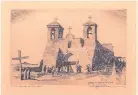  ?? COURTESY OF WILLIAM R. TALBOT ?? “Church at Rancho de Taos,” 1919, copper plate etching by Ralph Pearson.