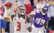  ?? JIM MONE/ASSOCIATED PRESS ?? Tampa Bay third-year quarterbac­k Jameis Winston (3) is excited for the opportunit­y to meet and play against New England’s Tom Brady tonight.