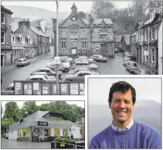  ?? Photograph­s: Alba.photos. ?? The former Fort William Town Hall pictured in 1973 before it burned down; Angus MacDonald, pictured, plans to demolish the current building to make way for a new cinema.