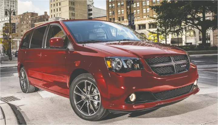  ?? — FCA ?? 2018 Grand Caravan SXT blacktop package: the old favourite is still around, but the Pacifica is the Dodge/Chrysler minivan of choice these days.