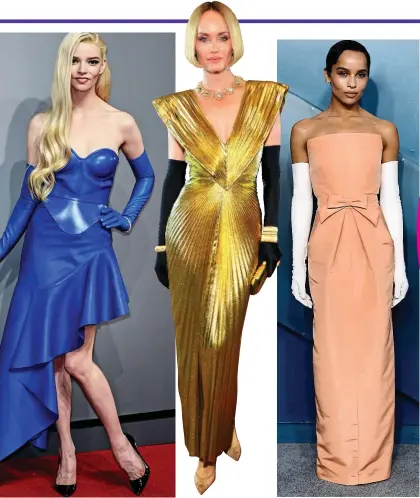  ?? ?? Out of the blue: The Queen’s Gambit star Anya Taylor-Joy in vivid leather
Golden girl: Model Amber Valletta
Peaches and cream: Big Little Lies actress Zoe Kravitz