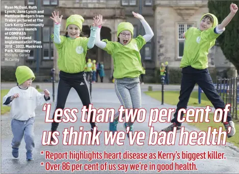  ?? Photo by Gerard McCarthy ?? Ryan McDaid, Ruth Lynch, Jane Lynch and Matthew Rodgers from Tralee pictured at The Cork Kerry Community Healthcare launch of COMPASS Healthy Ireland Implementa­tion Plan 2018 – 2022, Muckross Park, Killarney