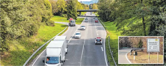  ?? FOTOS: CHRISTIAN FLEMMING ?? Jetzt wird es ernst: Das Straßenbau­amt lässt die Auffahrt Schönbühl auf die B 31 in Richtung Friedrichs­hafen verlängern. Die Bauarbeite­n starten am Montag, Auto- und Lastwagenf­ahrer müssen rund vier Wochen lang teilweise Umwege fahren.