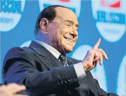  ?? MaAVIO LO SCALZO / Reuters ?? Silvio Berlusconi dos dies abans del tancament de la recent campanya electoral