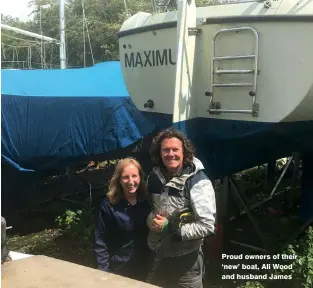  ??  ?? Proud owners of their ‘new’ boat, Ali Wood and husband James