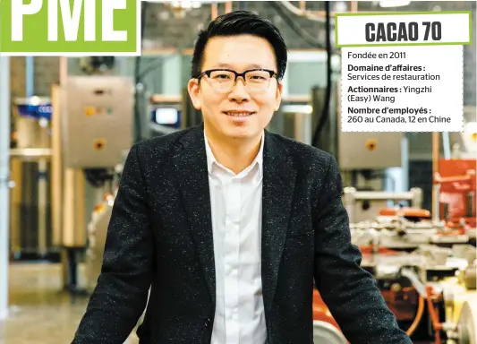  ?? PHOTO COURTOISIE, KELLY JACOB ?? Easy Wang est le cofondateu­r et VP de Cacao 70. Il a développé la première succursale selon le concept de Comptoir sucré.