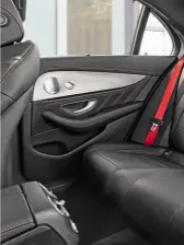  ??  ?? Rear has the same generous space as any other E-class; red belts set hot E 43 apart