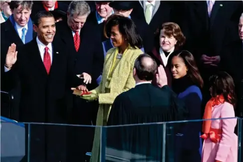  ?? (Getty) ?? B arack Obama was sworn in as the first B l ack US president on this day in 2009