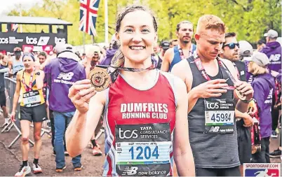  ?? ?? Capital run Danielle Gibson finished in the top five per cent of the field when she ran the London Marathon in 2 hours 58 minutes