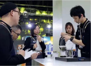  ?? ?? A contestant brews coffee during a barista competitio­n in Shanghai on November 20, 2021