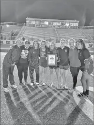  ?? Special to The Saline Courier ?? Members of the Benton Lady Panthers track and field team show off their hardware after winning the Jerry Roberts Relays in Vilonia this past Thursday.