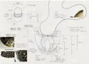  ??  ?? DESIGN EVOLUTION This is one of Hamilton’s early sketches for the lapis-lazuli plate necklace (below). “We made a significan­t number of simplifica­tions to the designs as we went along—it was really a hands-on collaborat­ion,” says Hamilton, who...