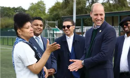  ??  ?? The Duke of Cambridge meets people involved with Hendon football club, who work with local NHS services. Photograph: Tim Whitby/ Reuters