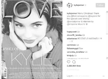  ??  ?? Kylie has been posting only close-up pictures (above and below) of her face on social media. — Instagram photos