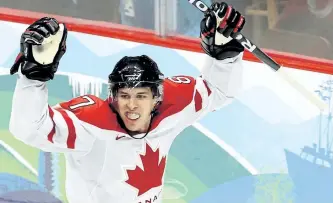  ?? ANDRE FORGET/POSTMEDIA NETWORK FILES ?? Sidney Crosby celebrates his gold medal-winning goal in overtime at the 2010 Vancouver Olympics.