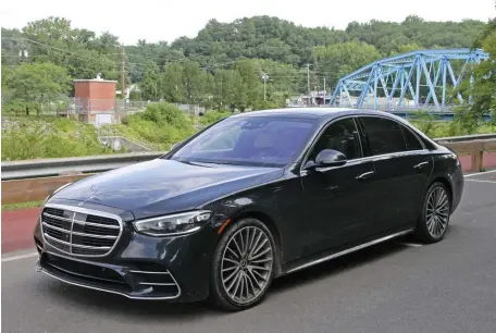  ?? MARC GRASSO PHOTOS / BOSTON HERALD ?? PHENOMENAL: The Mercedes Benz S580 is a luxury sedan to write home about. With 496 horsepower, it goes from zero to 60 in 4 seconds and feels like you’re sitting on back on your sofa.