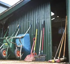  ??  ?? RIGHT A big garden will amost certainly need a big shed to house a wide range of tools. Metal is affordable and durable, and available in a range of colours.