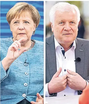  ?? FOTO: DPA ?? Jeweils im ZDF-Sommerinte­rview: Angela Merkel (CDU) und Horst Seehofer (CSU).