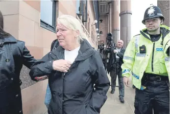  ?? ?? Sharon leaves Newcastle Crown Court after David Boyd’s conviction.