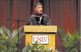  ?? Josh Hawkins ?? UNLV Creative Services Gov. Brian Sandoval delivers the commenceme­nt speech Friday to graduates of UNLV’S Boyd School of Law.