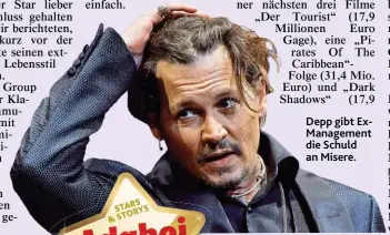  ?? Foto: Viennarepo­rt ?? Depp gibt ExManageme­nt die Schuld an Misere.