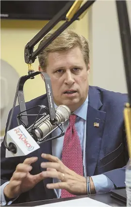  ?? STAFF PHOTO BY MARK GARFINKEL ?? UNDER ATTACK: Geoff Diehl, a candidate for U.S. Senate and the Bay State GOP pick, is seen during a debate against John Kingston and Beth Lindstrom yesterday.