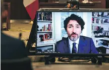  ?? THE CANADIAN PRESS ?? Prime Minister Justin Trudeau appears as a witness via videoconfe­rence during a House of Commons finance committee meeting in Ottawa on July 30.