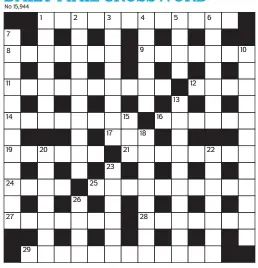  ??  ?? PRIZES of £20 will be awarded to the senders of the first three correct solutions checked. Solutions to: Daily Mail Prize Crossword No. 15,944, PO BOX 3451, Norwich, NR7 7NR. Entries may be submitted by second-class post. Envelopes must be postmarked no later than tomorrow. Please make sure you enclose your name and address.