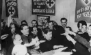  ?? Photograph: Keystone/ Getty Images ?? Hungarian fascists saluting at a party meeting circa 1942.