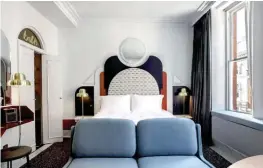  ??  ?? Henrietta Hotel stands out in London’s Covent Garden area with its pastel neoclassic­al grandeur