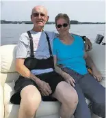  ??  ?? Doug and Beverly Exline from Washington out for a boat ride on Lake Norman.