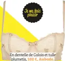  ??  ?? En dentelle de Calais et tulle plumetis,
102 €, Aubade.