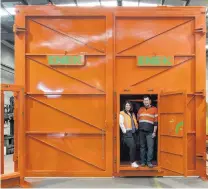  ?? PHOTO: GERARD O’BRIEN ?? Mining power . . . Site Weld NZ owners Steph and Adrian Olsen in an airlock chamber the company has built.