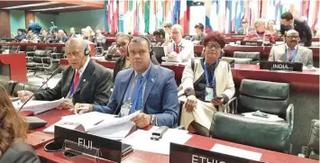  ??  ?? Fiji delegation - Speaker of the Fijian Parliament, Ratu Epeli Nailatikau, Minister for Lands and Mineral Resources , Ashneel Sudhakar, Opposition MP Salote Radrodro.