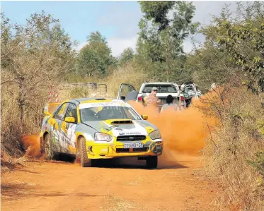  ??  ?? Johan Strauss and Elzaan Venter in their Class A Subaru.