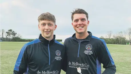  ?? ?? Hambledon skipper Spencer Le Clercq, left, with overseas all-rounder Matt De Villiers